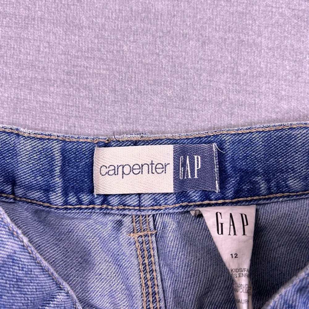 GAP Carpenter Relaxed Mid Rise Denim Shorts Kids 12 Blue Cotton